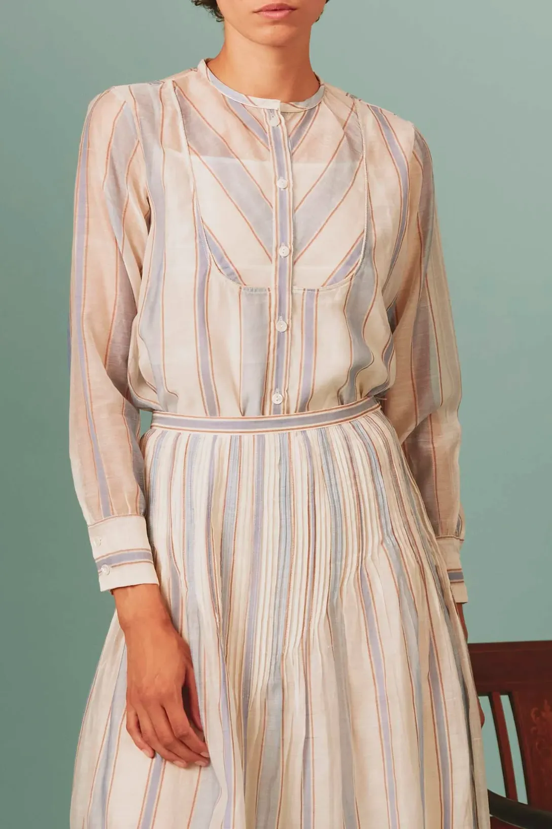 Andrea Top Chanderi Stripes | Lavender