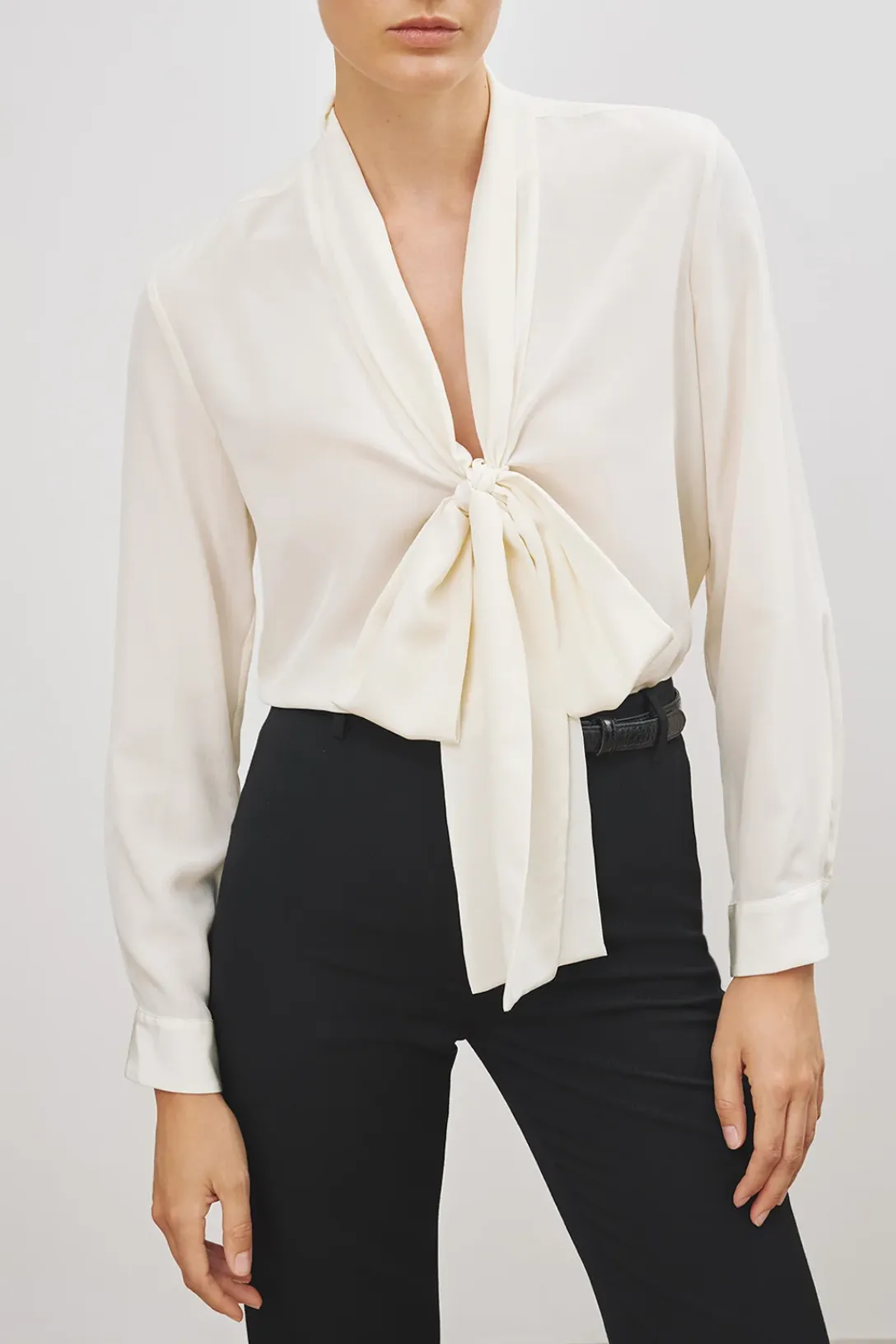 Angelique Tie Neck Blouse | Ivory