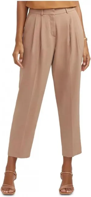 Anne Klein Womens High Rise Pleated Dress Pants 10842473 Light Coffee Brown 6