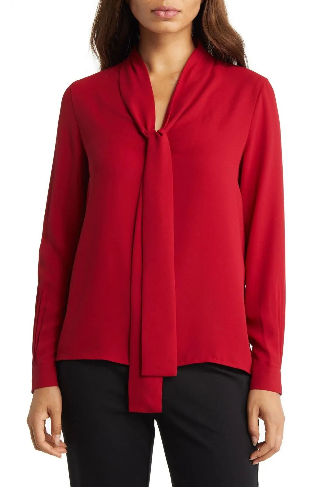 Anne Klein Women's Tie-Neck Long-Sleeve Cuffed Blouse 10854565