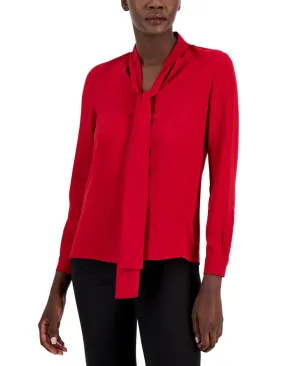 Anne Klein Women's Tie-Neck Long-Sleeve Cuffed Blouse 10854565