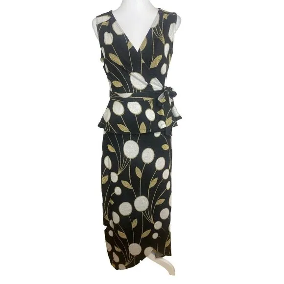 Anthropologie Maeve Craspedia Two Piece Skirt Peplum Wrap Top Blouse Size Medium