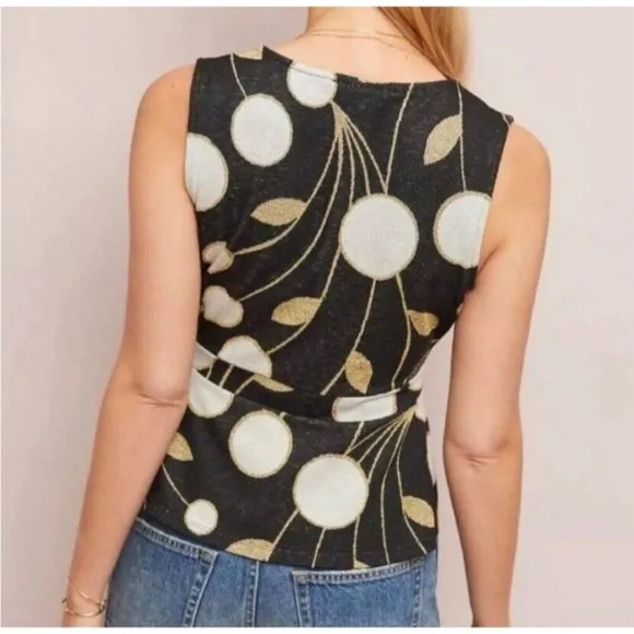 Anthropologie Maeve Craspedia Two Piece Skirt Peplum Wrap Top Blouse Size Medium