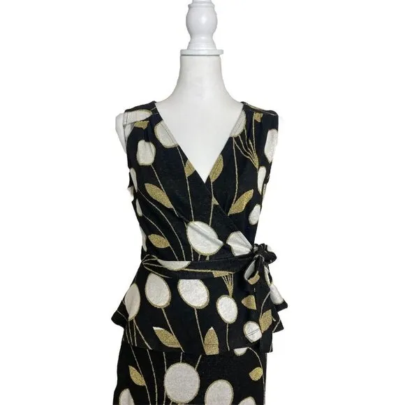 Anthropologie Maeve Craspedia Two Piece Skirt Peplum Wrap Top Blouse Size Medium