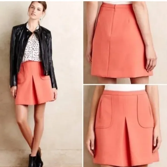 Anthropologie Maeve Melba Retro Coral Mini Skirt