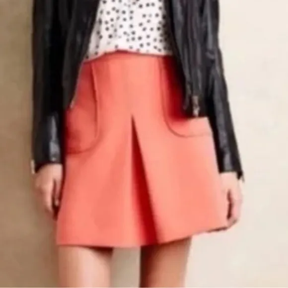 Anthropologie Maeve Melba Retro Coral Mini Skirt
