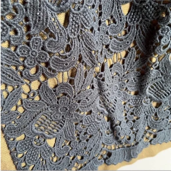 Anthropologie Maeve Rione skirt olive green black lace crochet