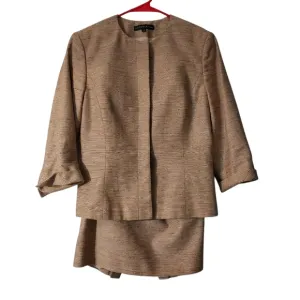 Antonio Melani Tan Textured Skirt Suit Set, Sz 8, Like New