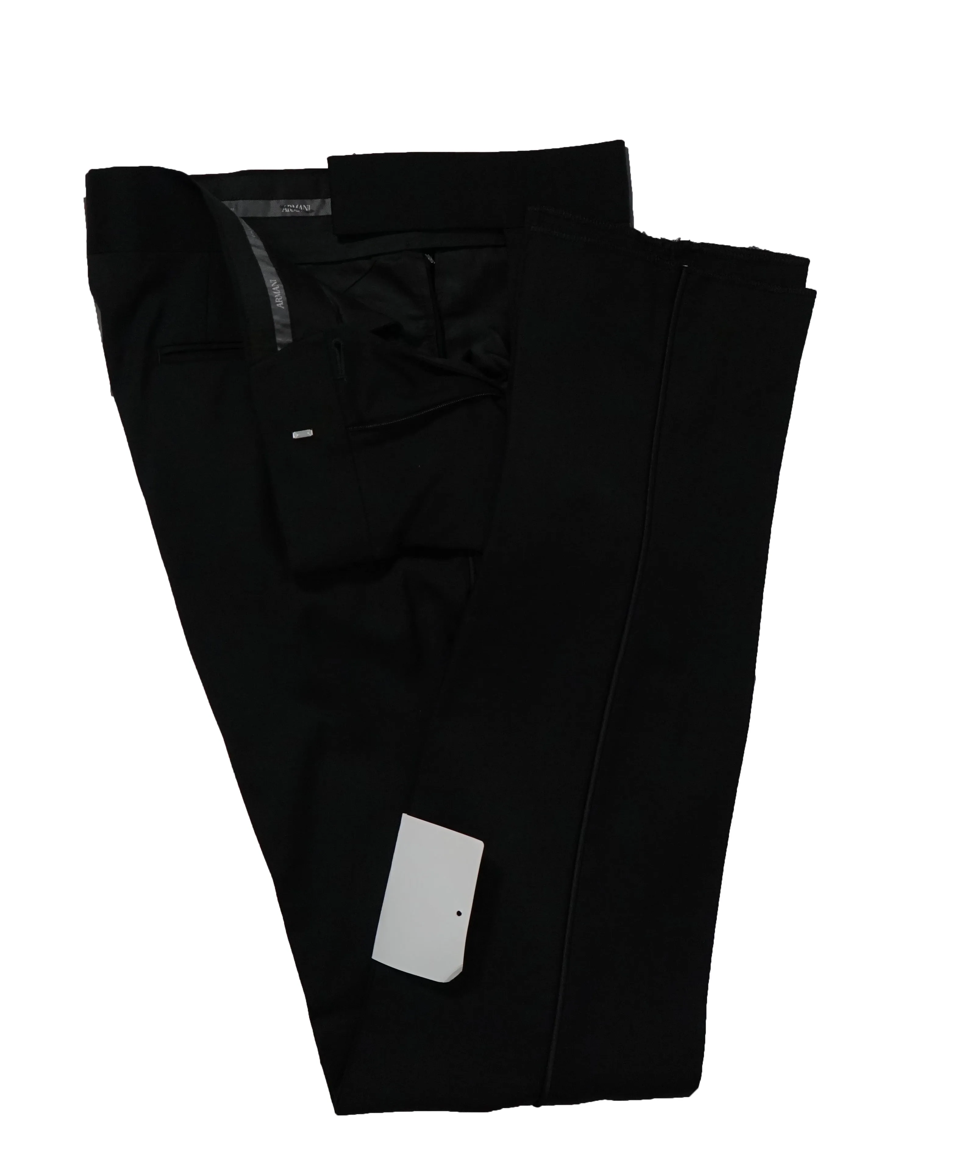 ARMANI COLLEZIONI - “M Line” Black Textured Fabric Tuxedo Suit - 38S