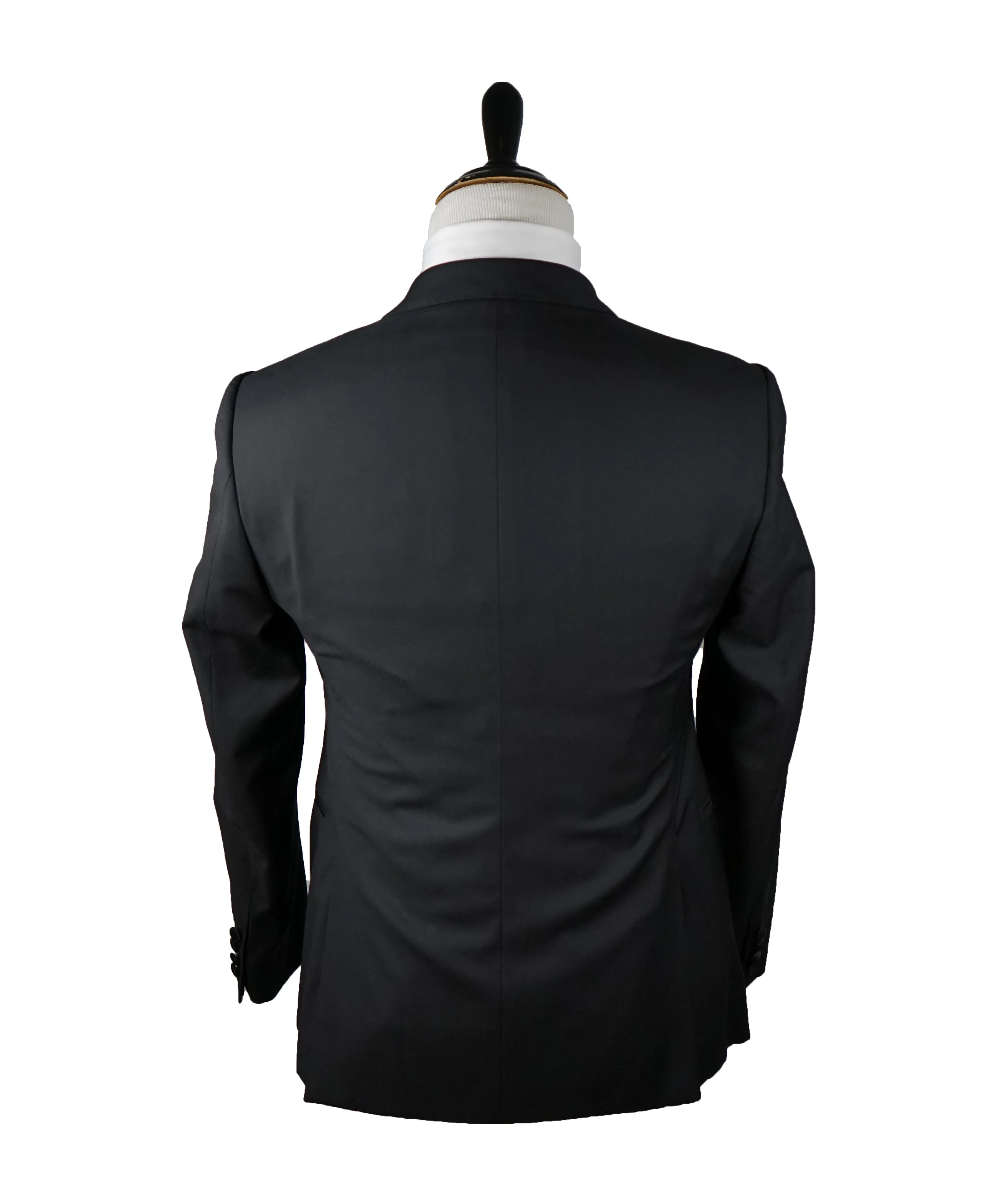 ARMANI COLLEZIONI - “M Line” Black Textured Fabric Tuxedo Suit - 38S