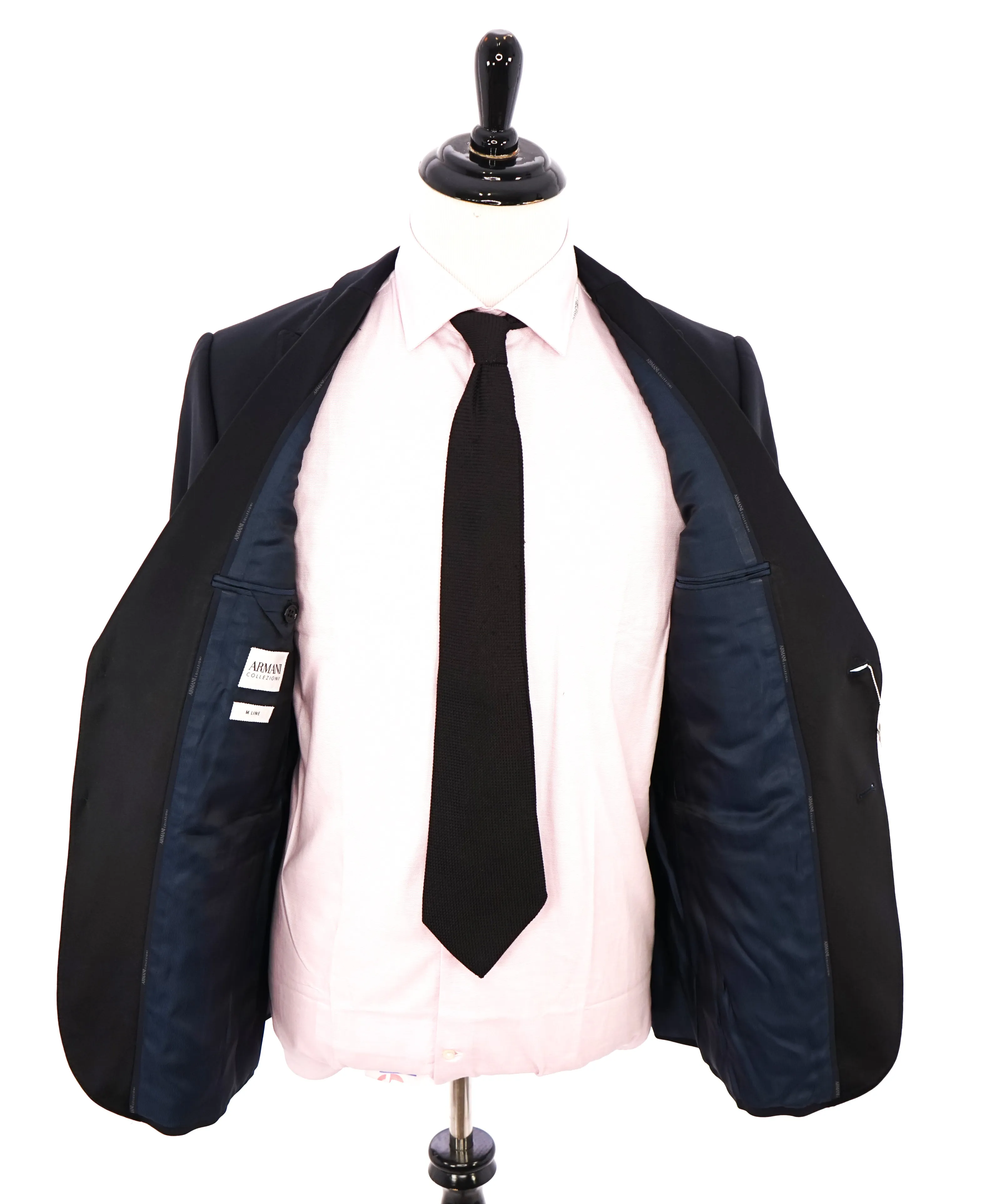 ARMANI COLLEZIONI - "M Line" Blue Slim 1-Button Tuxedo Peak Lapels - 40R
