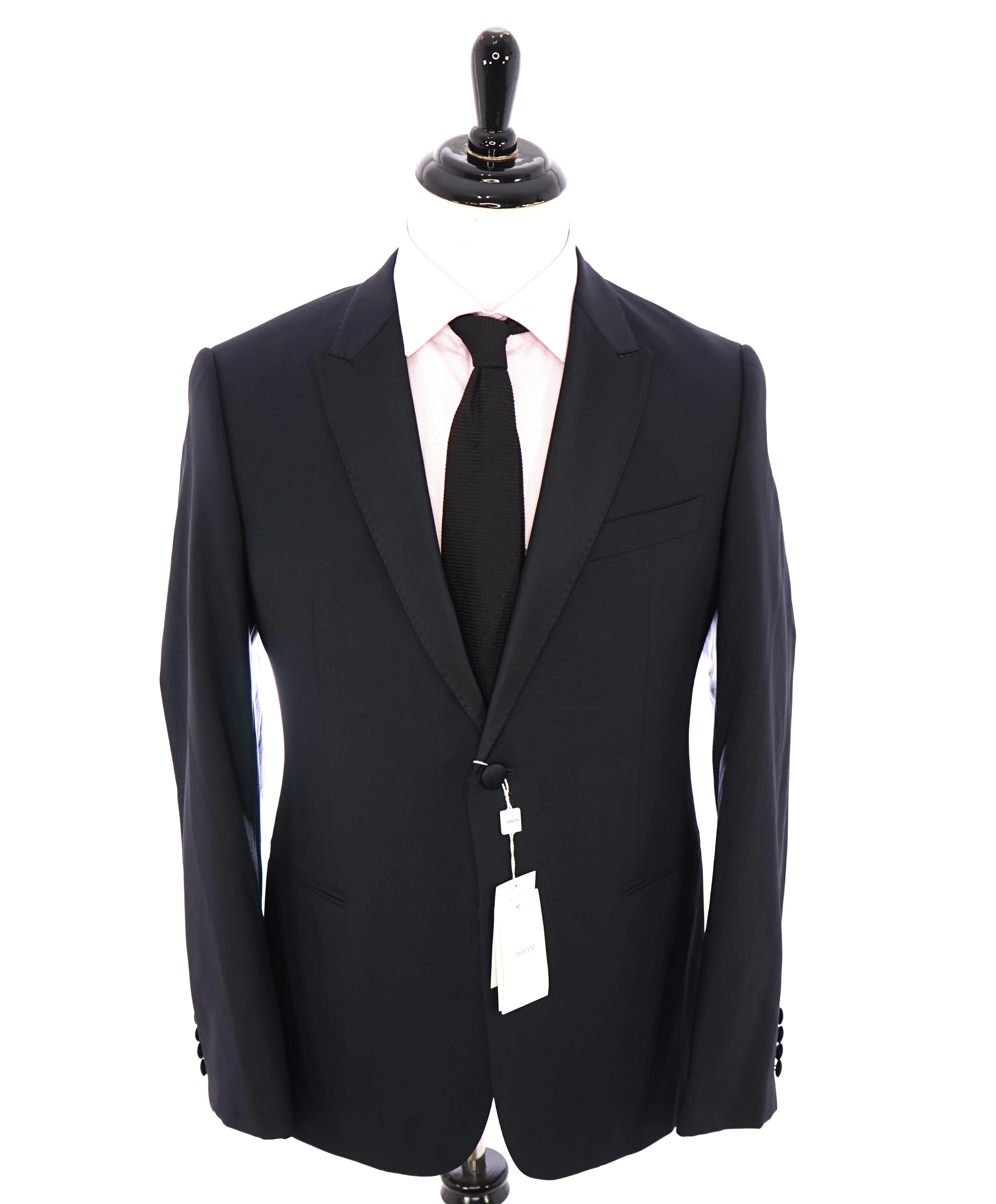 ARMANI COLLEZIONI - "M Line" Blue Slim 1-Button Tuxedo Peak Lapels - 40R