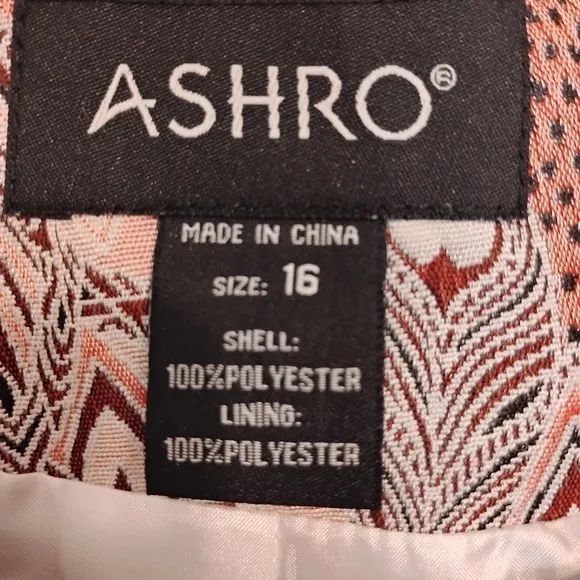 ASHRO 2 PC Plus Tribal Safari Print Dressy Work Church  Skirt Suit Brown Sz 16