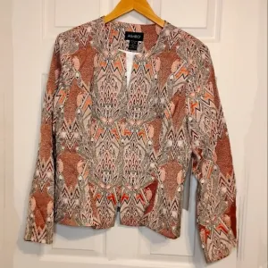 ASHRO 2 PC Plus Tribal Safari Print Dressy Work Church  Skirt Suit Brown Sz 16