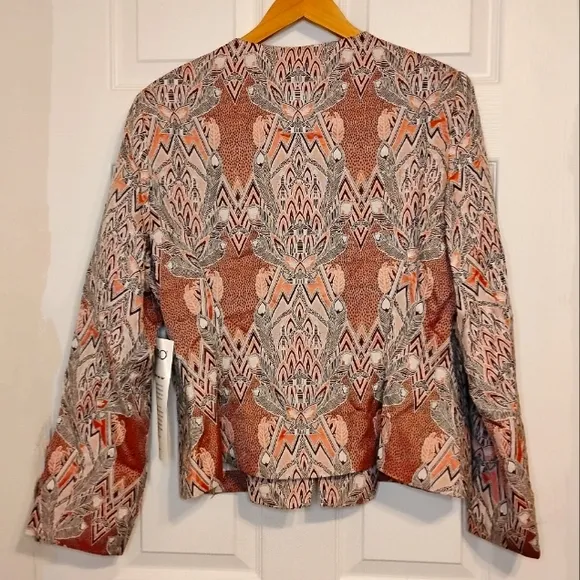ASHRO 2 PC Plus Tribal Safari Print Dressy Work Church  Skirt Suit Brown Sz 16