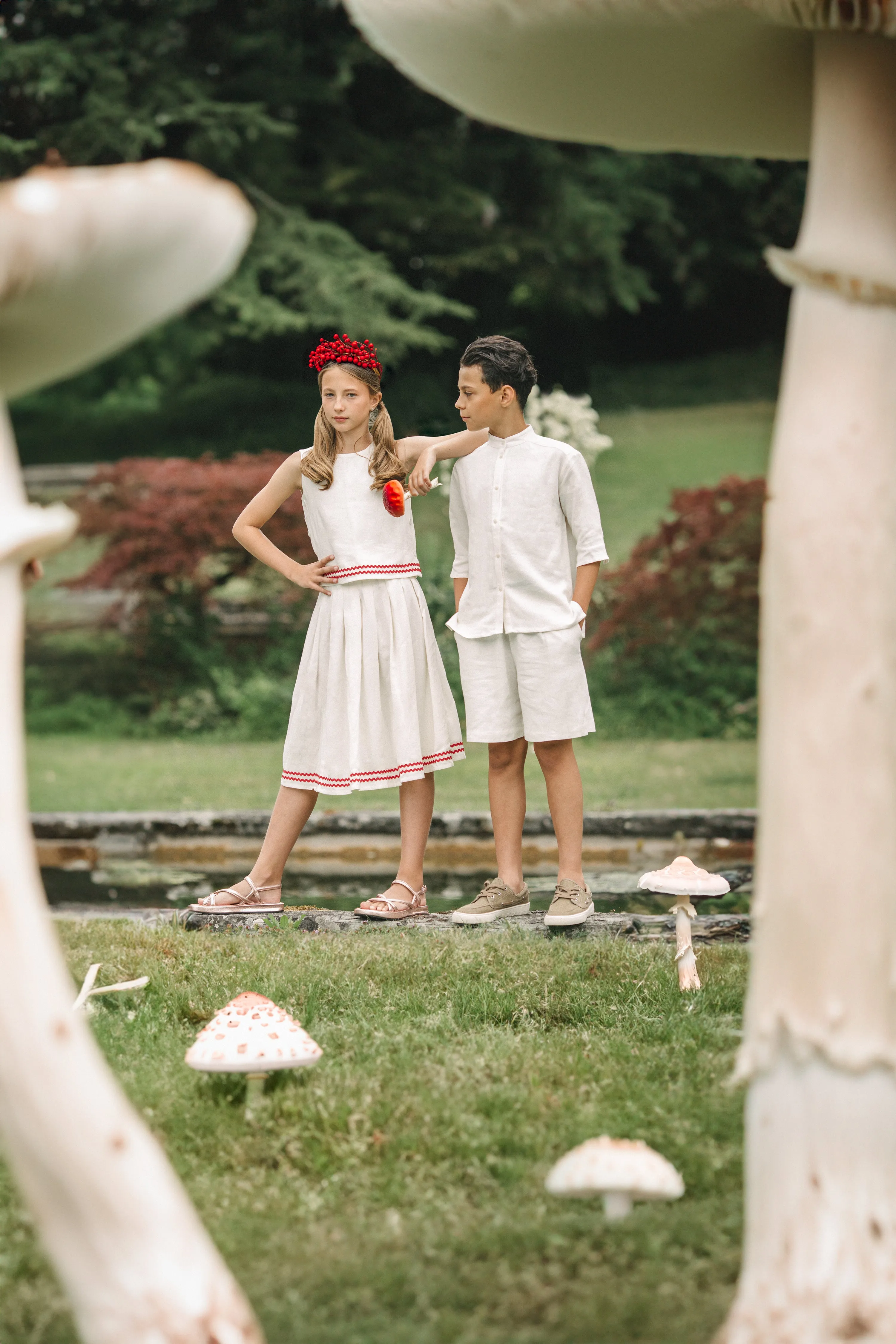 Atelier Parsmei Crop Top & Box Pleat Midi Skirt