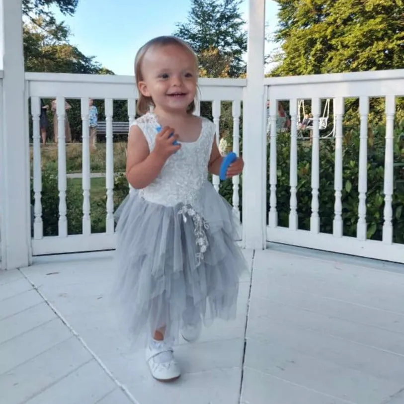 Baby Boho Dreams Dress - Silver Grey Applique