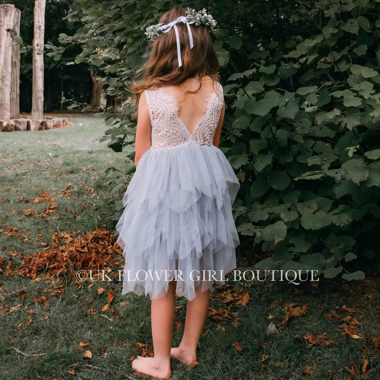 Baby Boho Dreams Dress - Silver Grey Applique