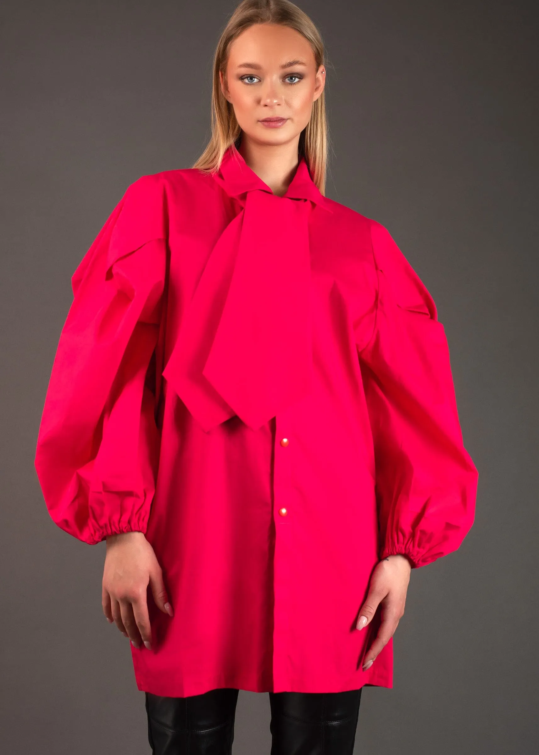 Babydoll Neck Tie Blouse