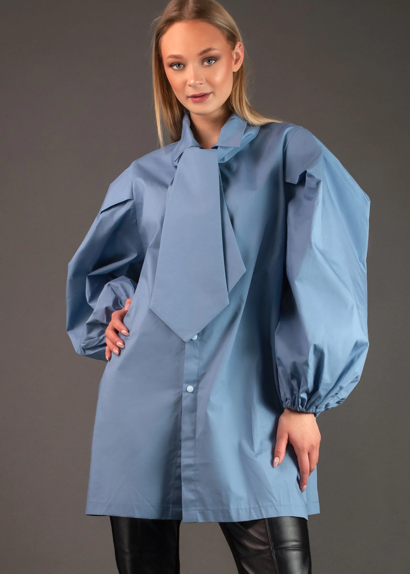 Babydoll Neck Tie Blouse