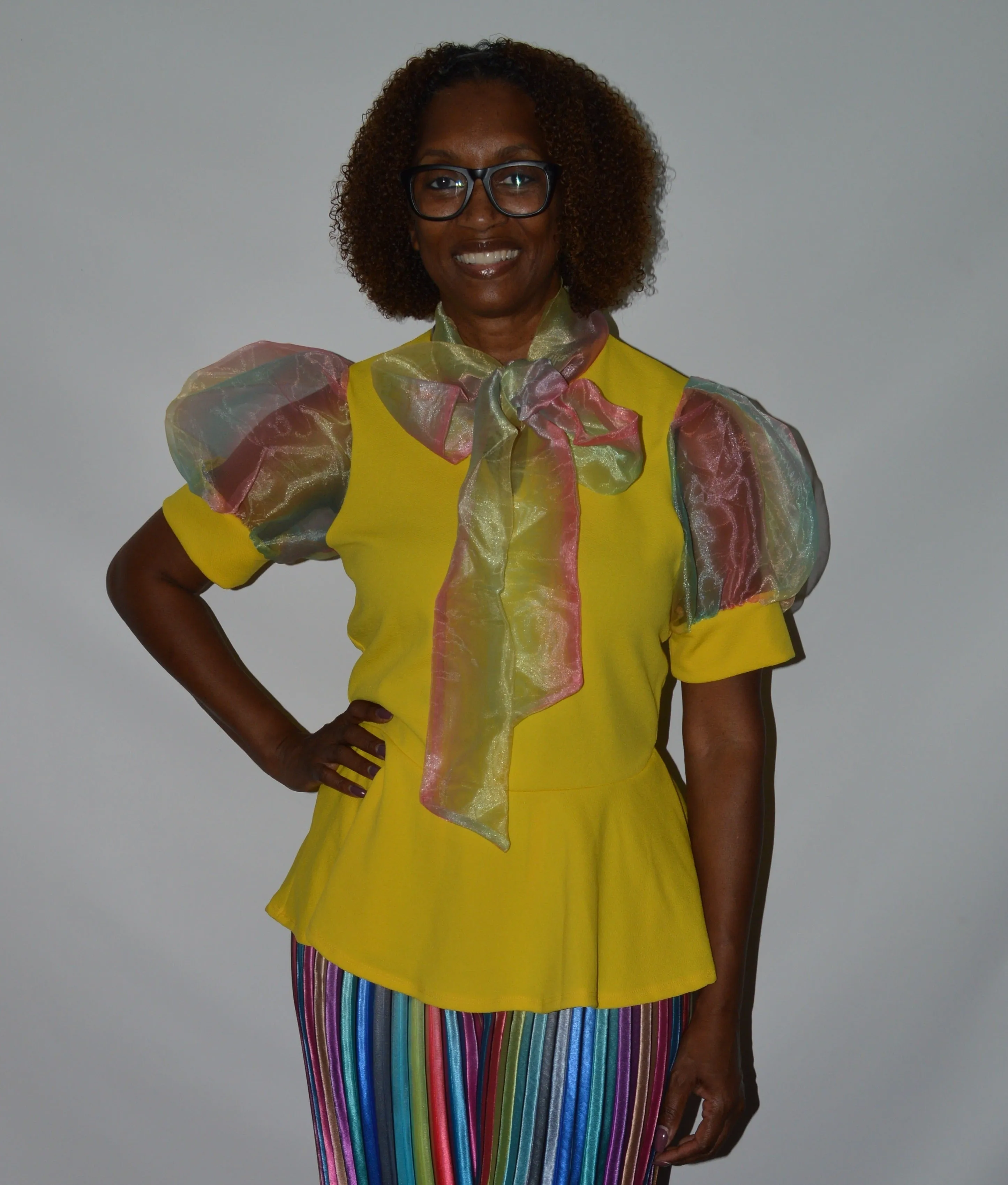 Balloon Sleeve Peplum Top