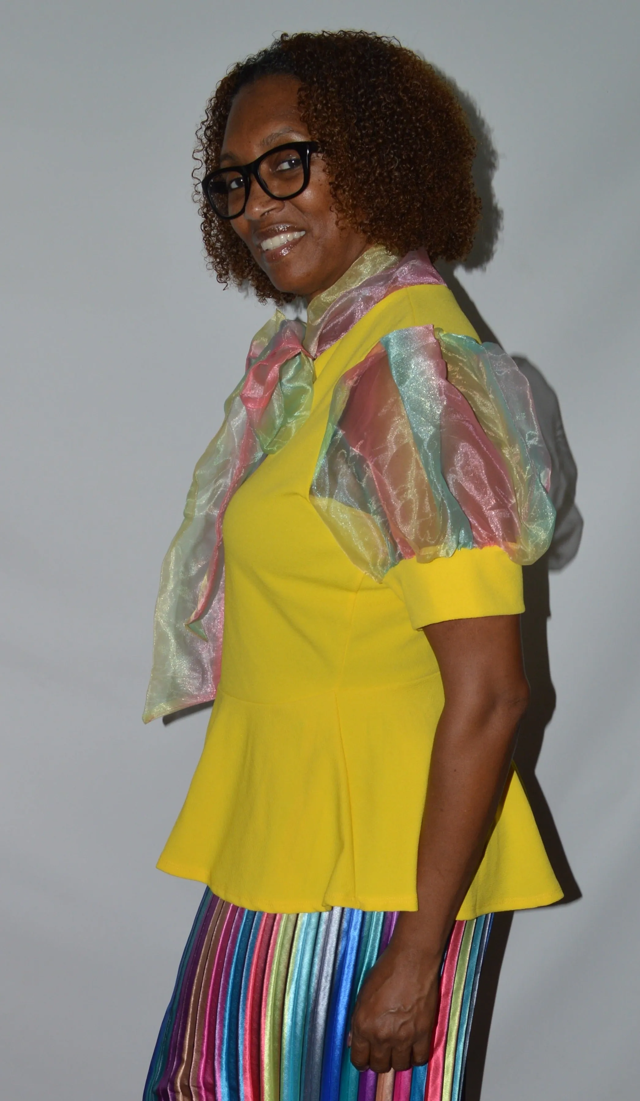 Balloon Sleeve Peplum Top