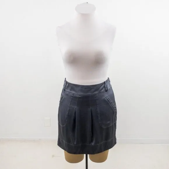Banana Republic Silk Straight Mini Skirt Gray M/L
