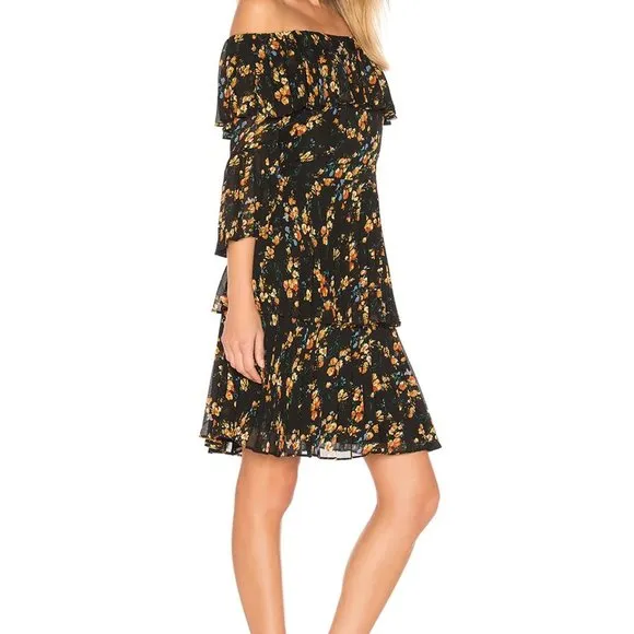 Bardot Ditsy Pleat Dress in Water Floral Size 10