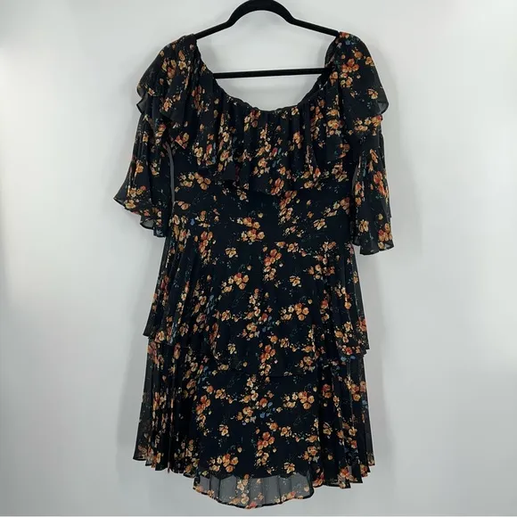 Bardot Ditsy Pleat Dress in Water Floral Size 10
