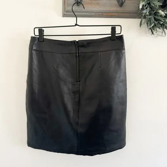BCBCMaxAzria Black Vintage Leather Skirt 6