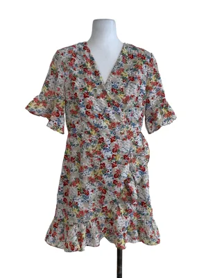 Beige Floral A-Line Dress