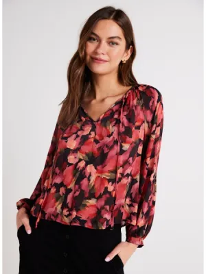 Bella Dahl Shirred Raglan Tie Front Blouse