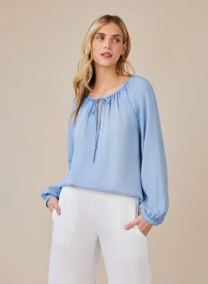 Bella Dahl Shirred Raglan Tie Front Blouse