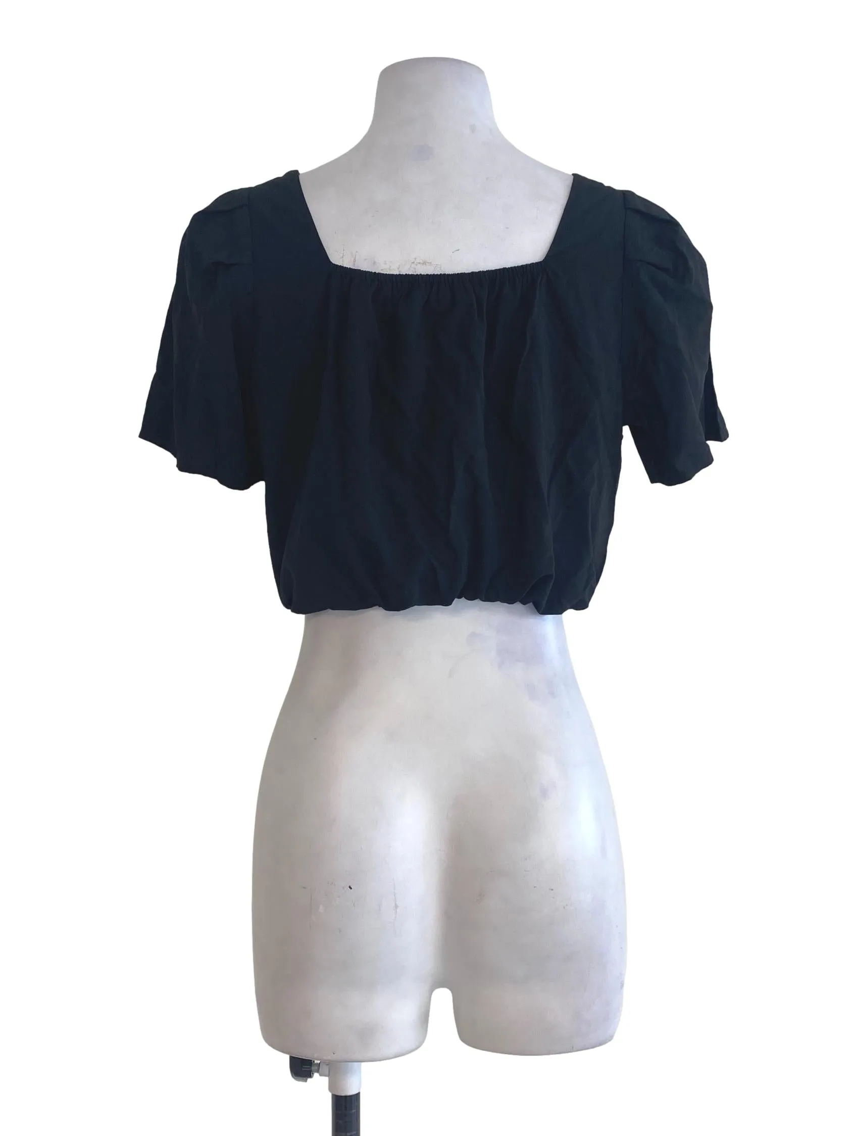 Black Balloon Crop Top TCL