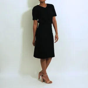 Black Cotton 3/4 Sleeves Loose Top | ALPHONSINA