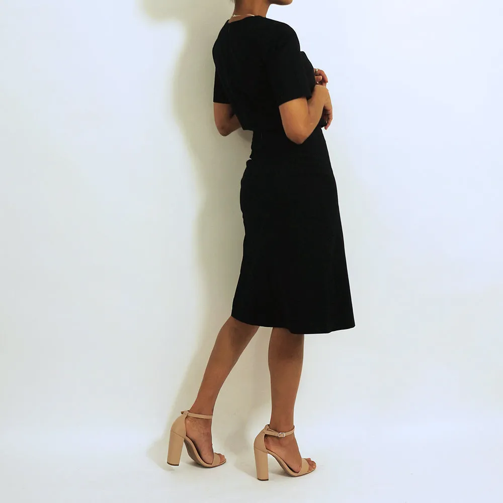 Black Cotton 3/4 Sleeves Loose Top | ALPHONSINA