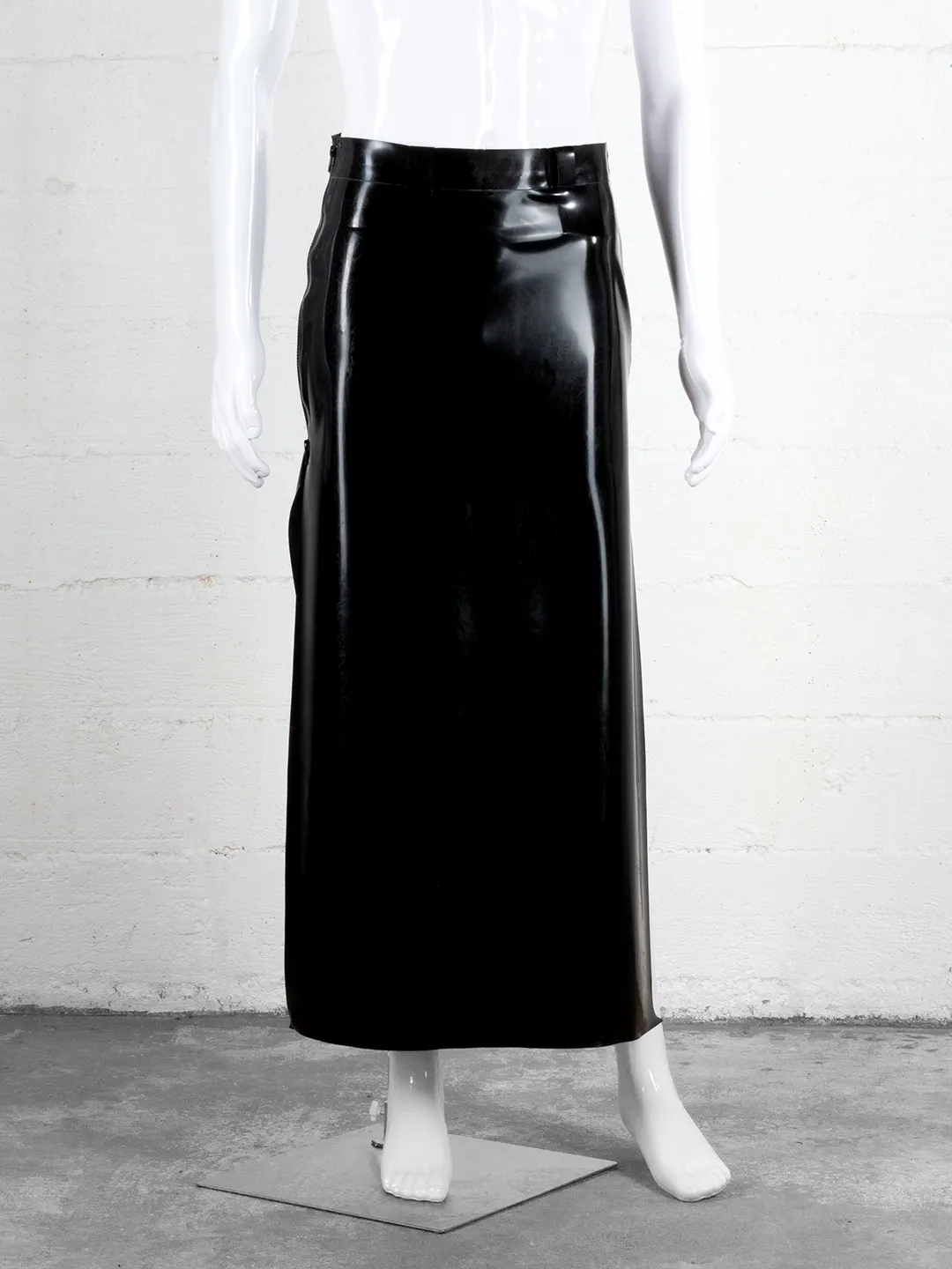 Black Latex Split Skirt