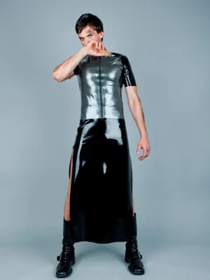 Black Latex Split Skirt
