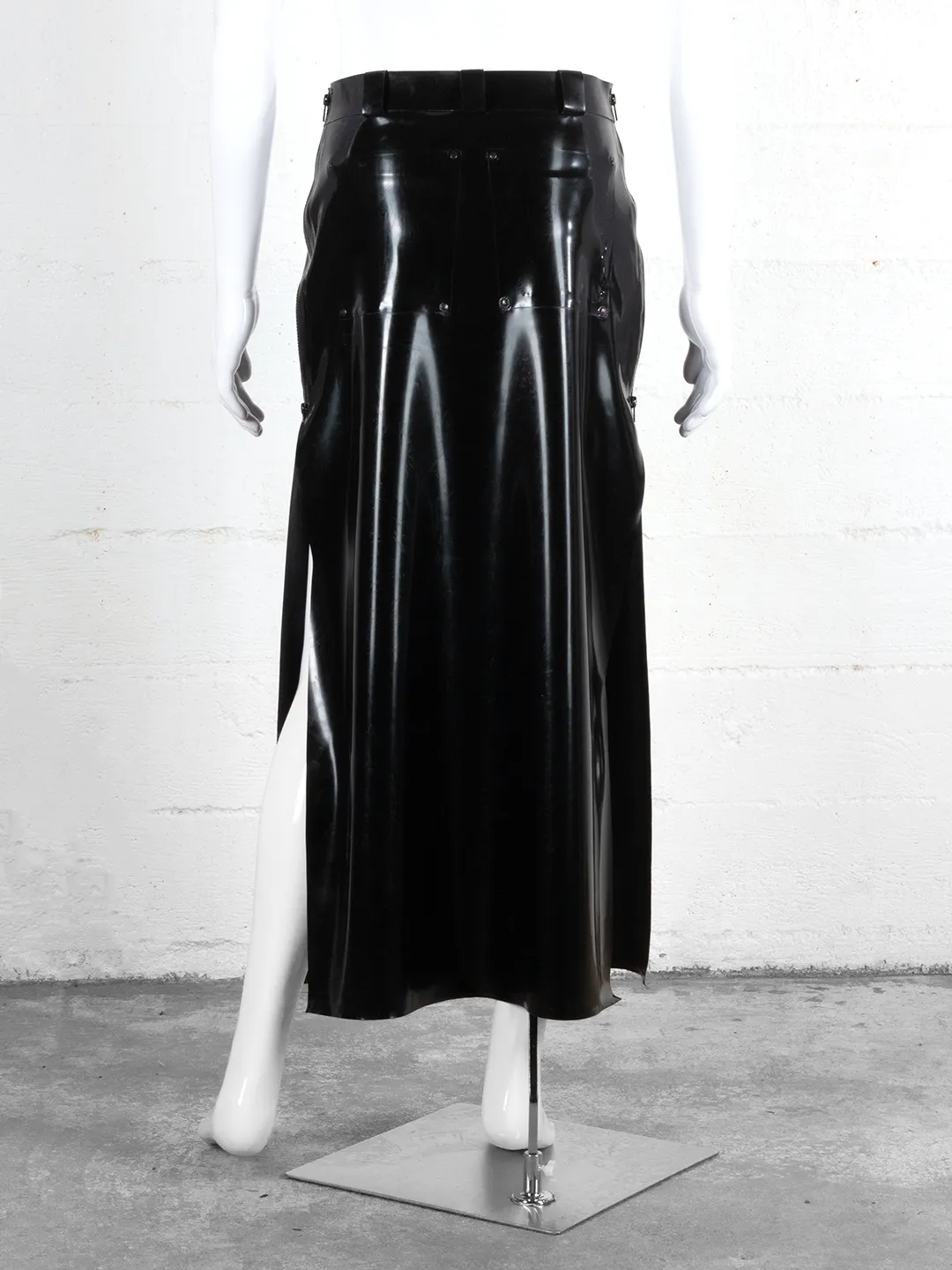 Black Latex Split Skirt
