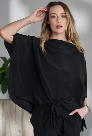 Black Silk Square Top - Sale