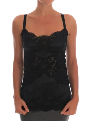 Black Silk Stretch Lace Top