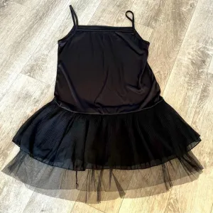 Black Slip Underdress with Mini Pleat and Tulle Layers, Size M/L