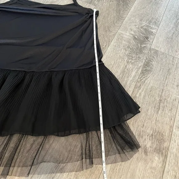 Black Slip Underdress with Mini Pleat and Tulle Layers, Size M/L