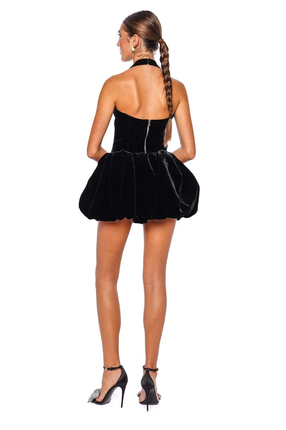 Black Velvet Bow Halter Top