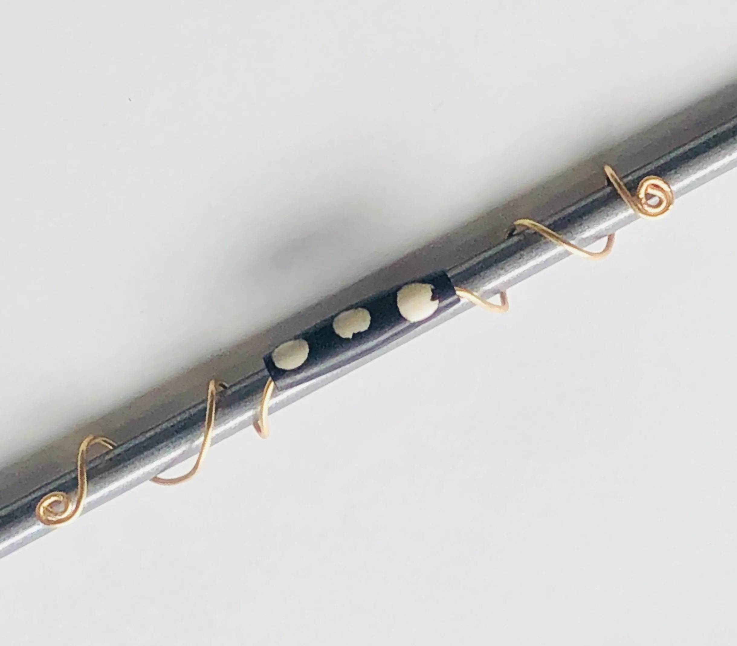 Black/Dark Brown and white African bead
