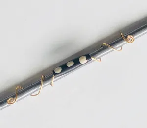 Black/Dark Brown and white African bead
