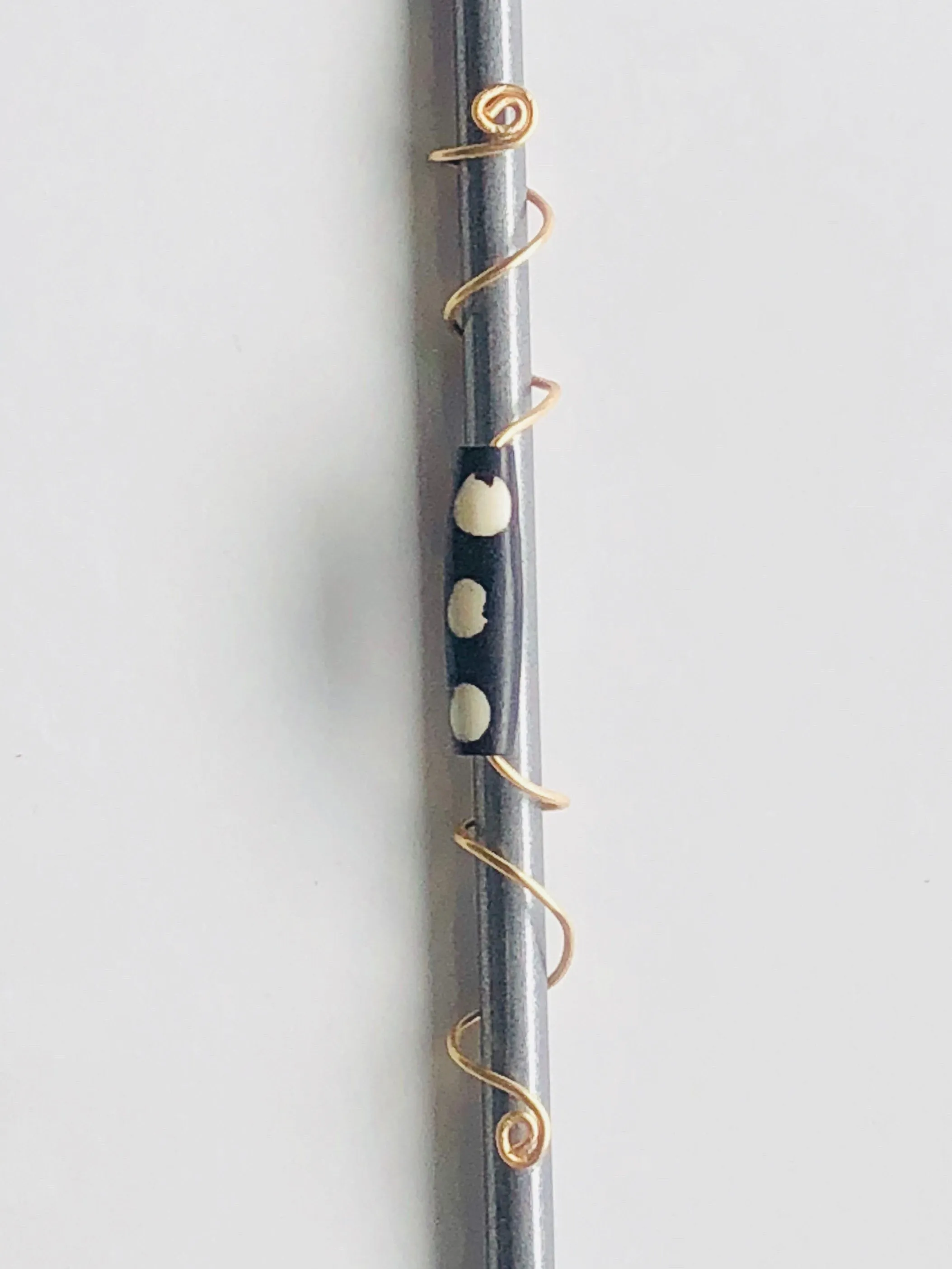 Black/Dark Brown and white African bead