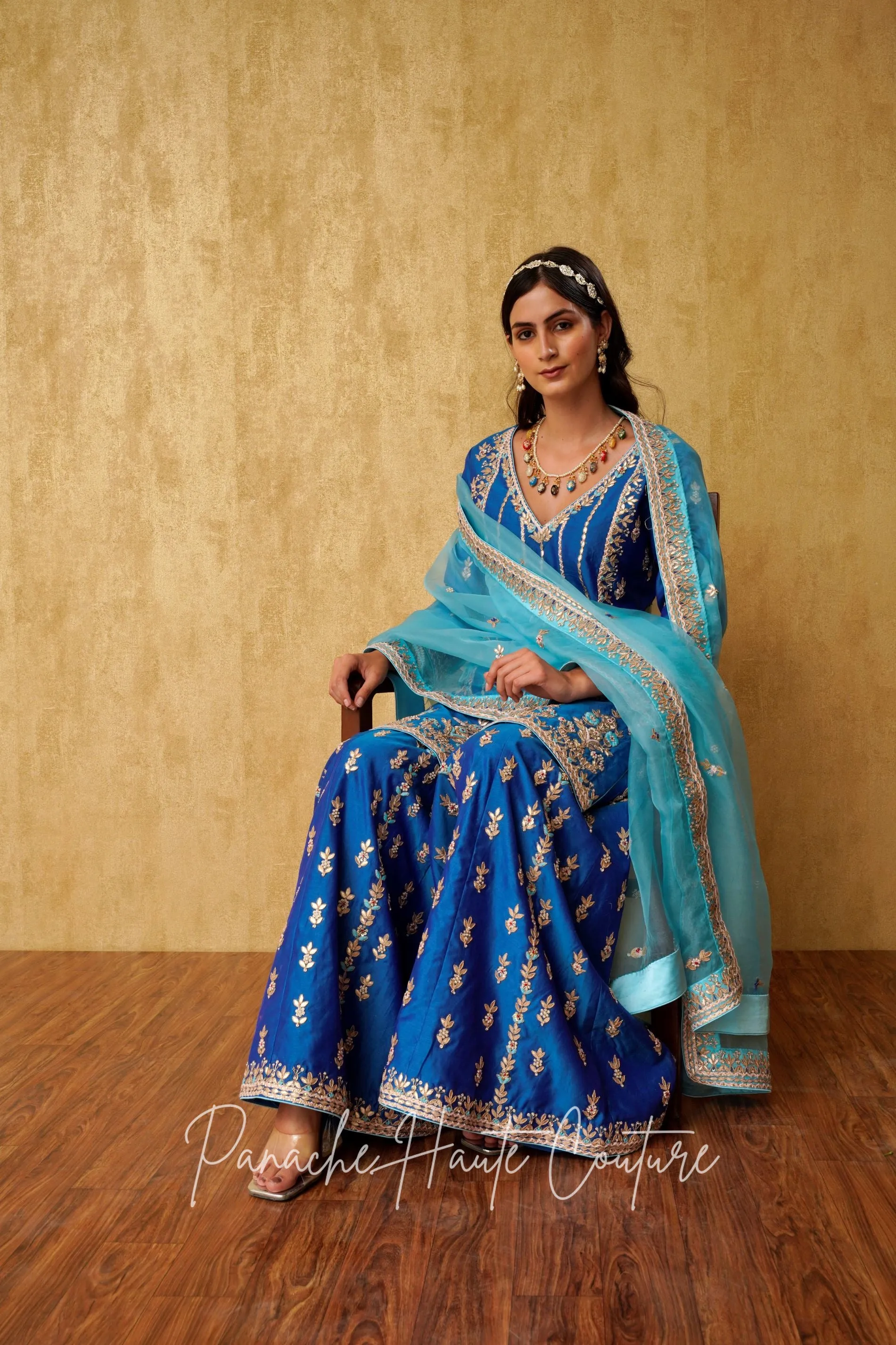 Blue Color Wedding Sharara Set DAIMA
