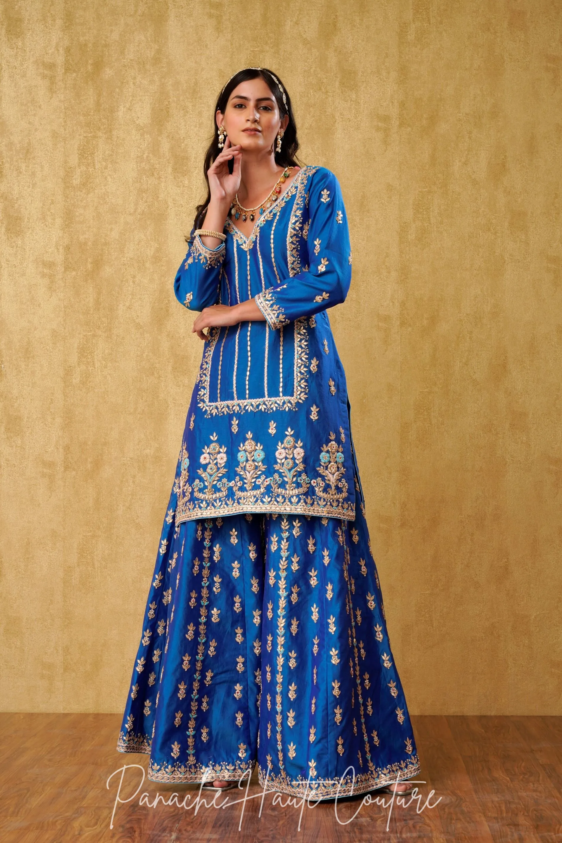 Blue Color Wedding Sharara Set DAIMA