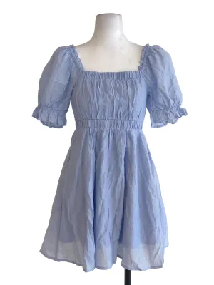 Blue Textured A Line Dress